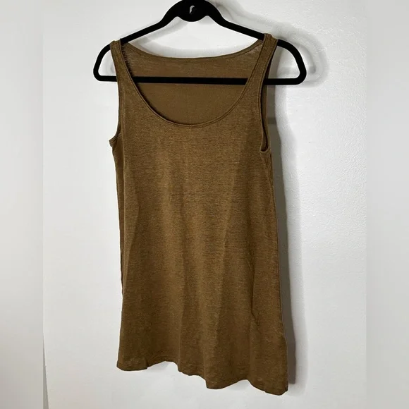 Eileen Fisher Earthy Brown Organic Linen Tank Top - Picture 4 of 12